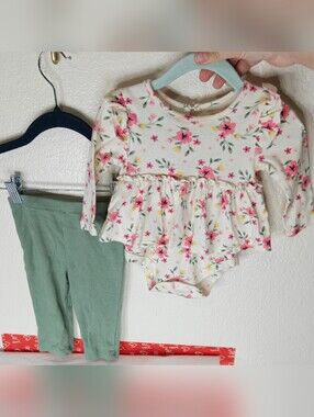 Floral Ruffle Baby Girls' Matching Set - Cream & Sage